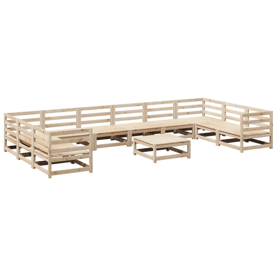 Salon de jardin 11 pcs bois de pin massif - 2