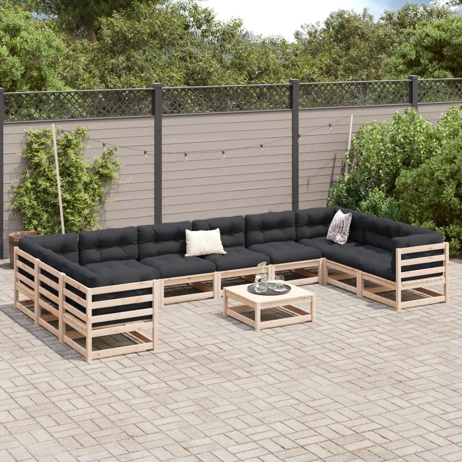Salon de jardin 11 pcs bois de pin massif - 3