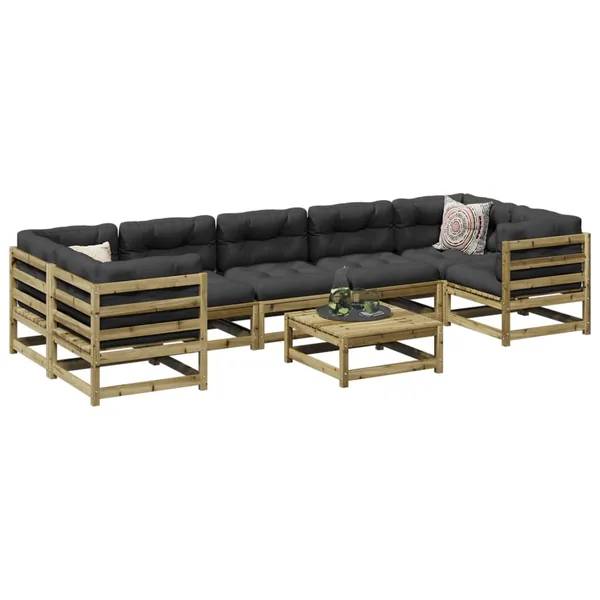 Salon de jardin 8 pcs bois de pin imprégné