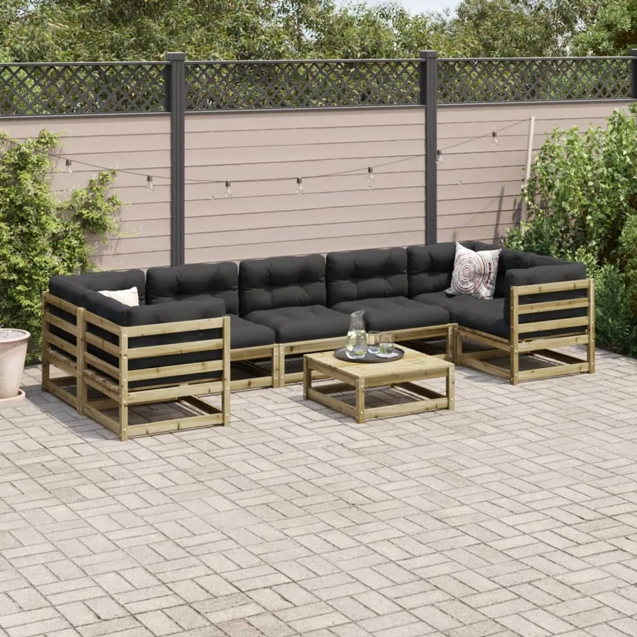 Salon de jardin 8 pcs bois de pin imprégné - 3