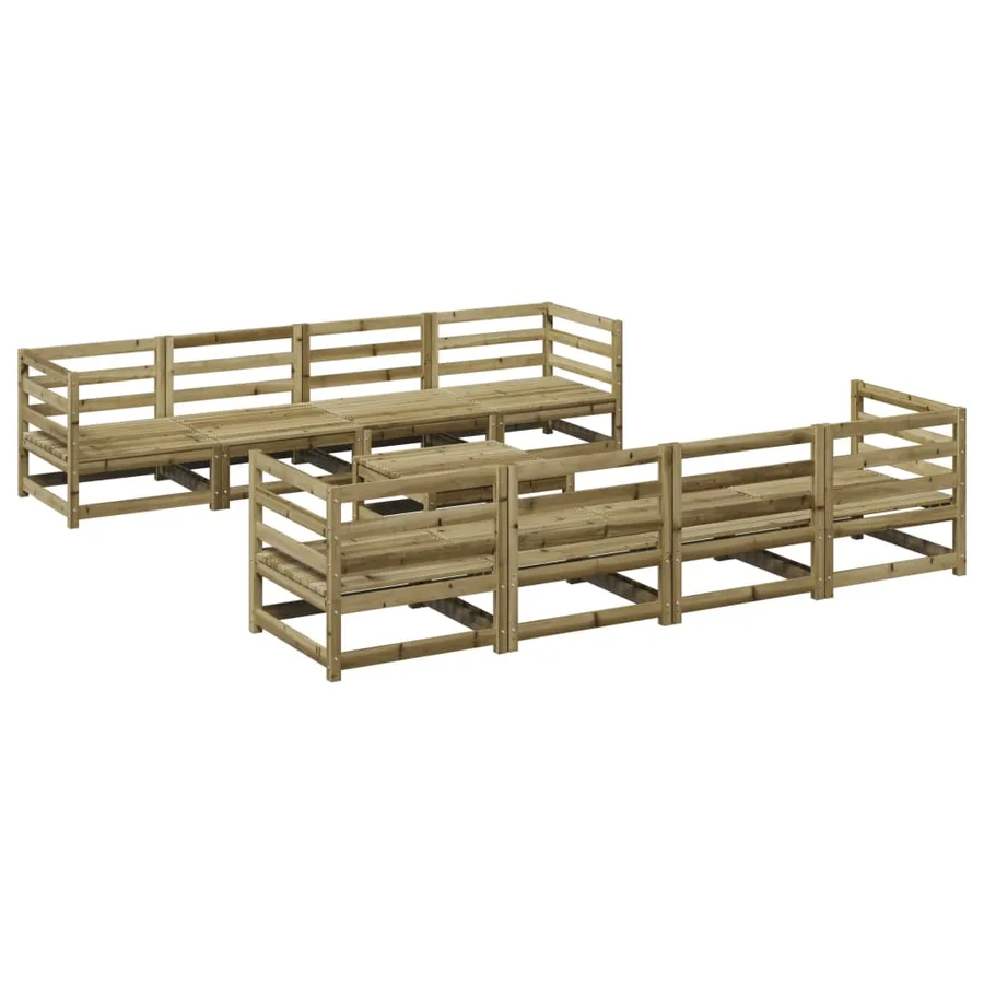 Salon de jardin 9 pcs bois de pin imprégné - 2