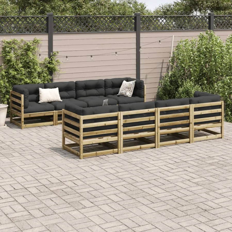 Salon de jardin 9 pcs bois de pin imprégné - 3