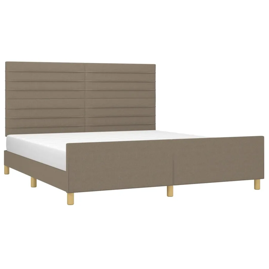 Cadre de lit sans matelas taupe 160x200 cm tissu - 3