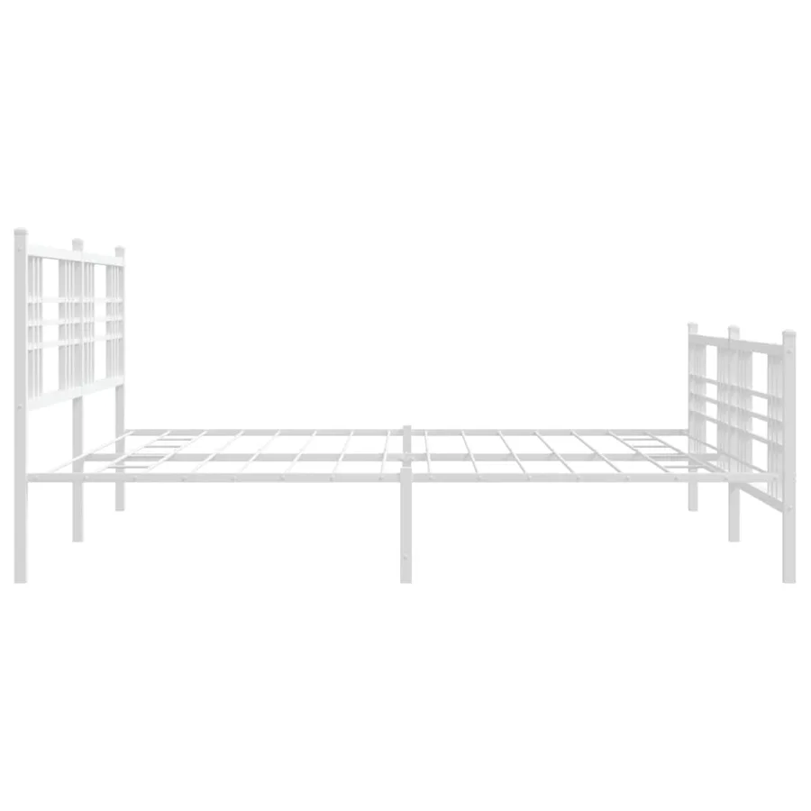 Cadre de lit métal sans matelas et pied de lit blanc 193x203 cm - 5