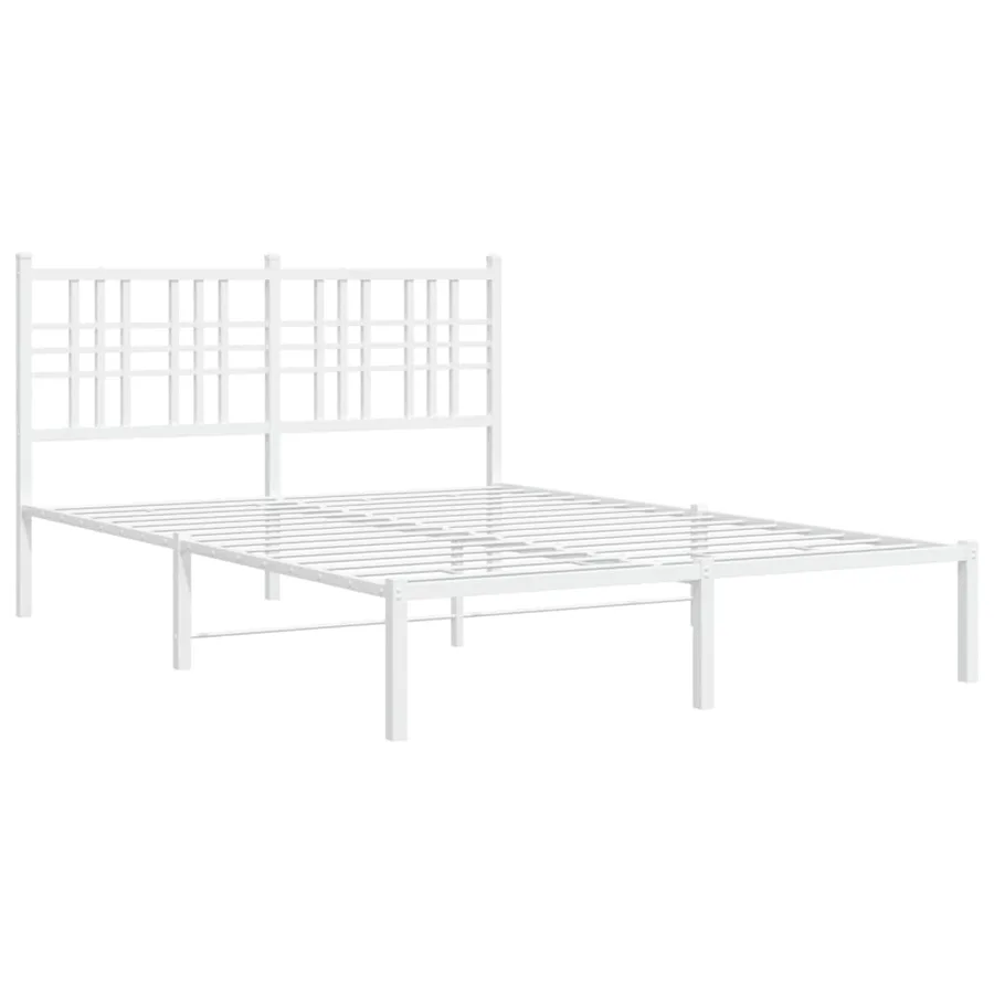 Cadre de lit métal sans matelas et tête de lit blanc 140x200 cm - 3