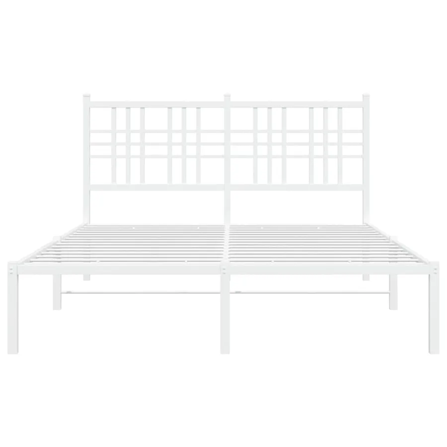Cadre de lit métal sans matelas et tête de lit blanc 140x200 cm - 4