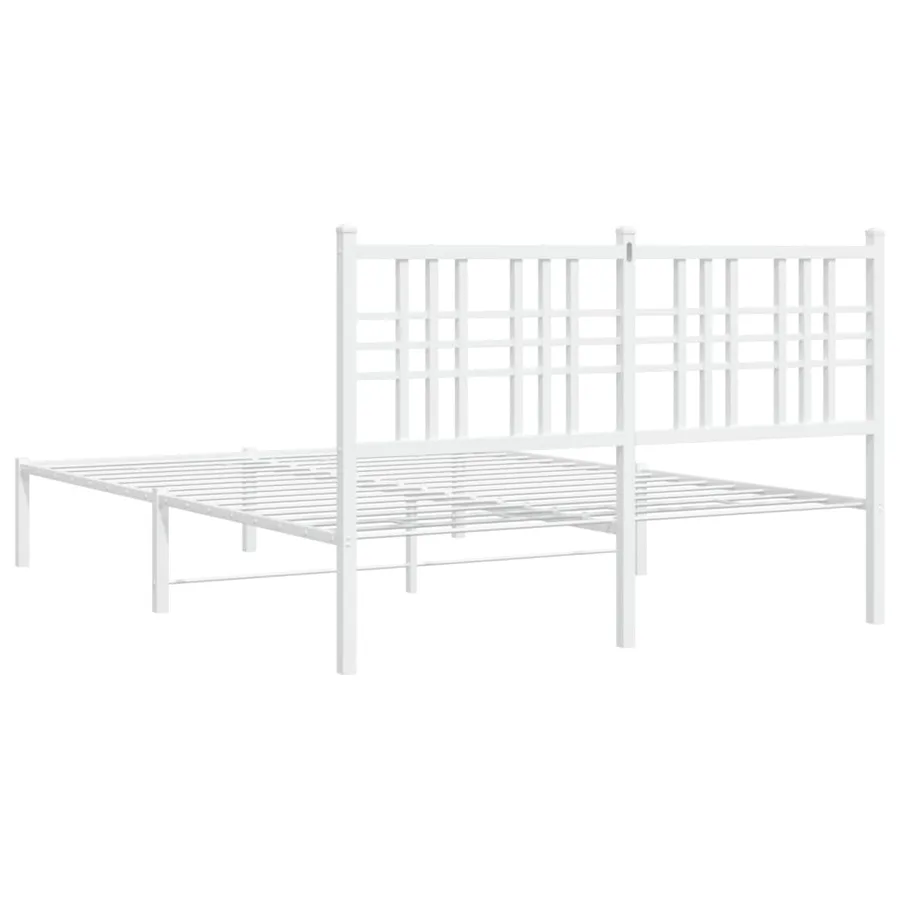 Cadre de lit métal sans matelas et tête de lit blanc 140x200 cm - 6