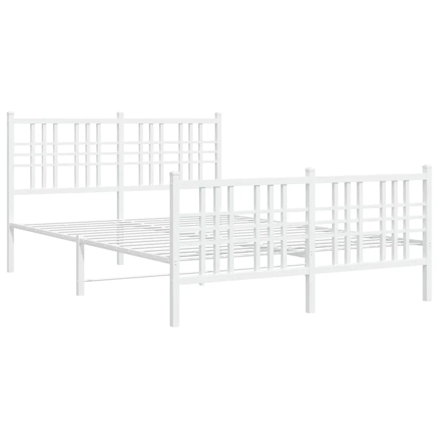 Cadre de lit métal sans matelas et pied de lit blanc 120x190 cm - 3