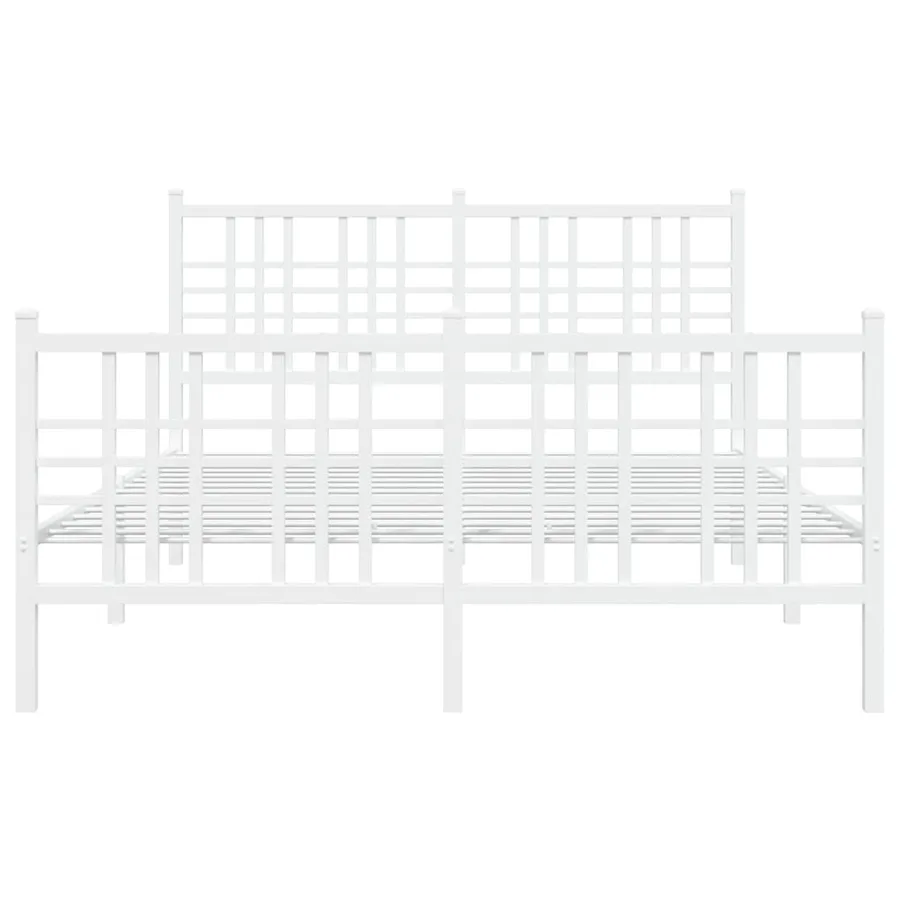 Cadre de lit métal sans matelas et pied de lit blanc 120x190 cm - 4