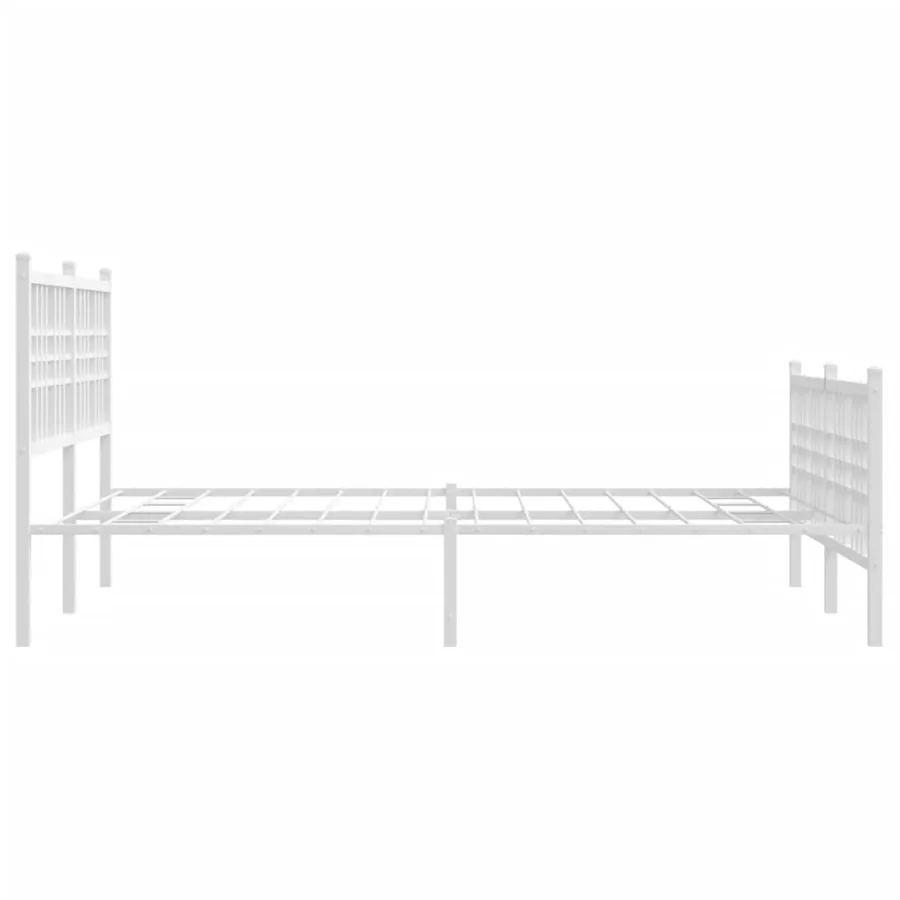 Cadre de lit métal sans matelas et pied de lit blanc 120x190 cm - 5
