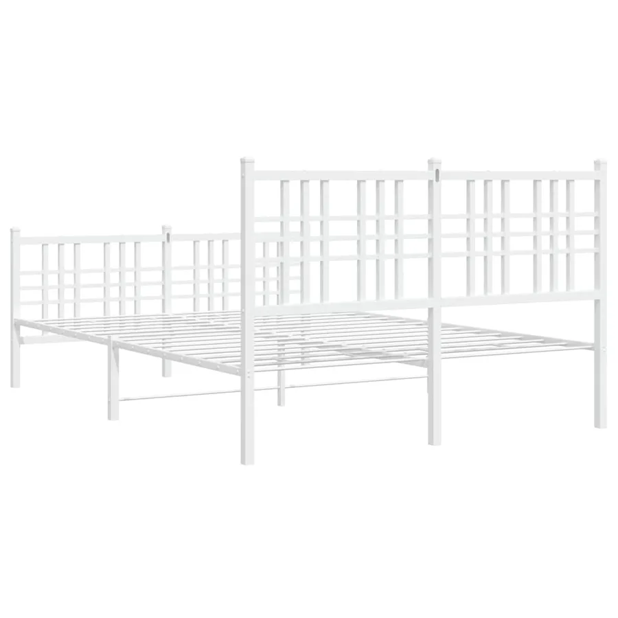 Cadre de lit métal sans matelas et pied de lit blanc 120x190 cm - 6