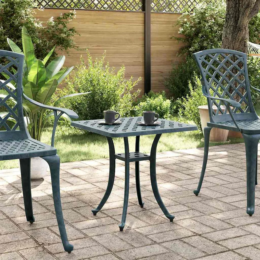 Table de jardin vert 53x53x53 cm aluminium coulé - 3