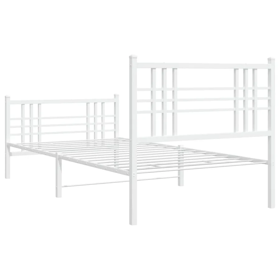 Cadre de lit métal sans matelas avec pied de lit blanc 90x190cm - 6