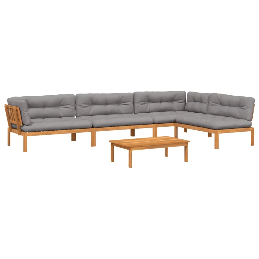 Salon palette de jardin avec coussins 5pcs bois d'acacia massif - 2