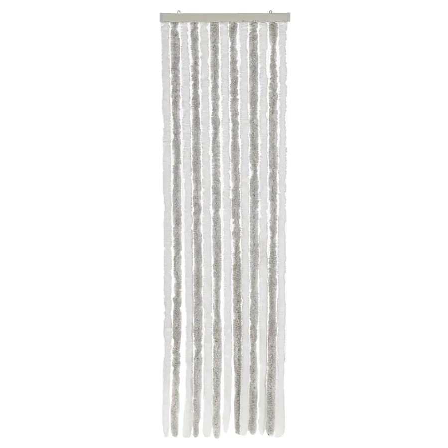 Rideau anti-mouches gris clair et blanc 56x185 cm chenille - 3