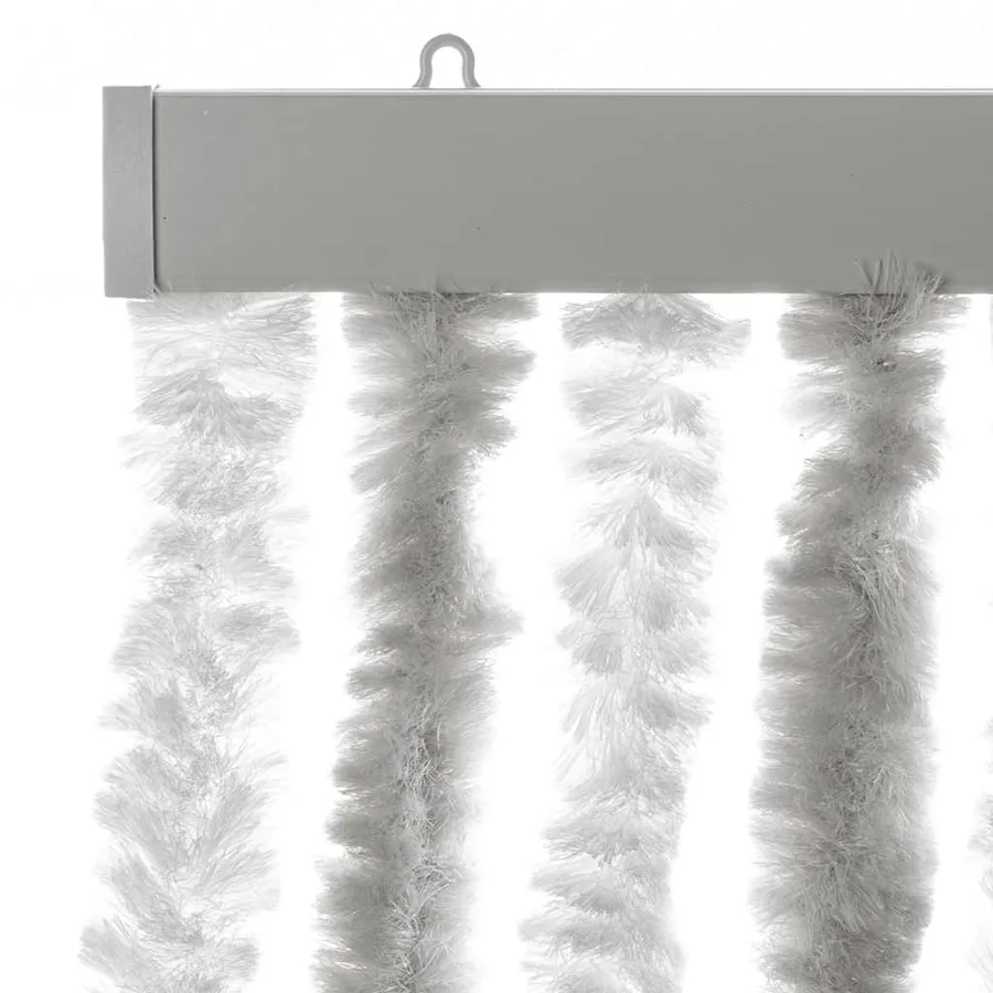 Rideau anti-mouches gris clair et blanc 56x185 cm chenille - 4