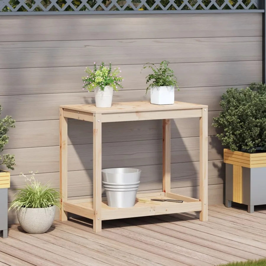 Table de rempotage avec étagère 82,5x50x75cm bois massif de pin - 3