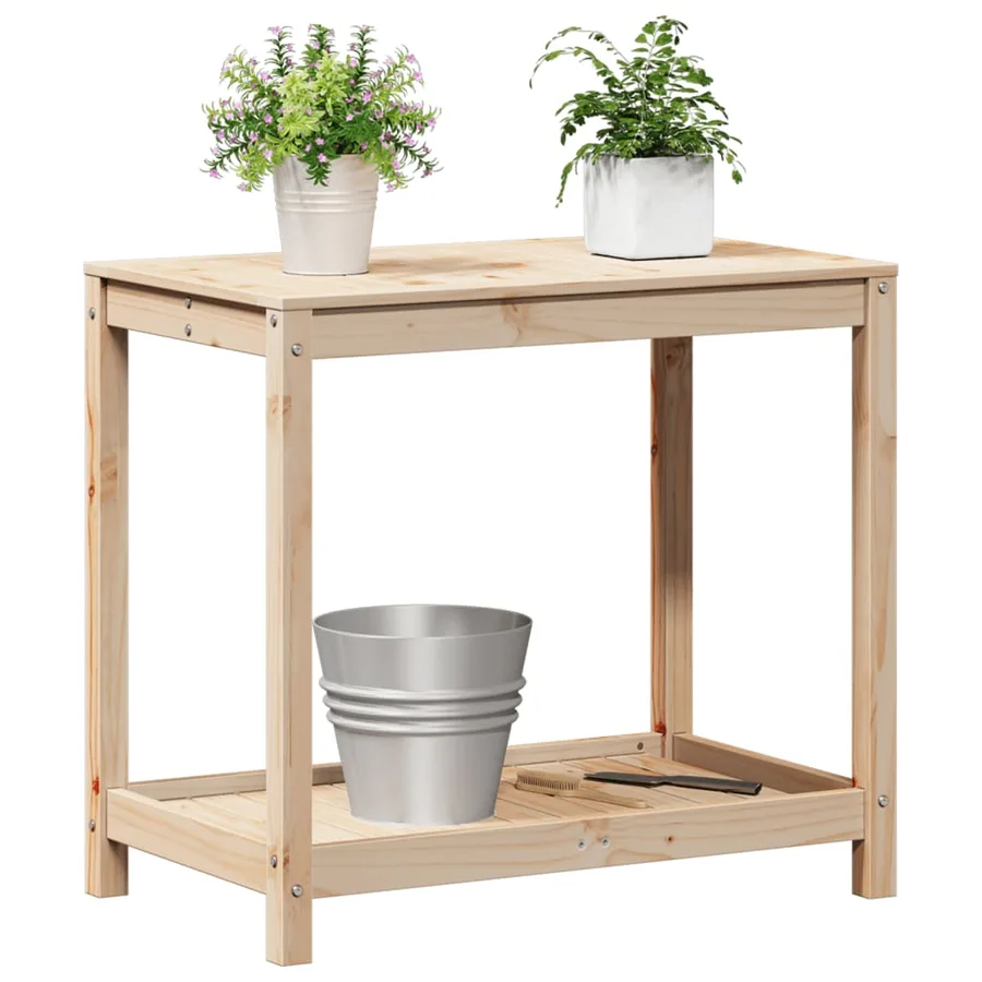 Table de rempotage avec étagère 82,5x50x75cm bois massif de pin - 4