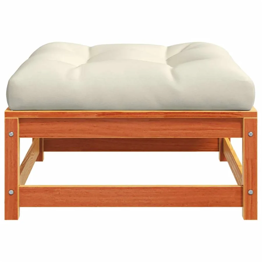 Repose-pied de jardin avec coussin bois massif de pin - 6