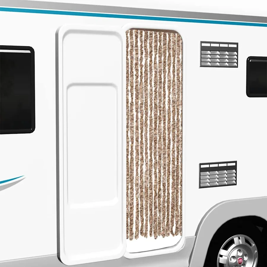 Rideau anti-mouches beige et marron foncé 56x185 cm chenille