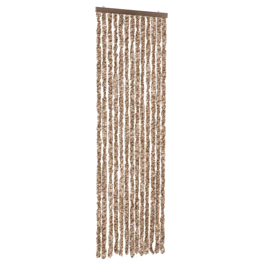 Rideau anti-mouches beige et marron foncé 56x185 cm chenille - 2