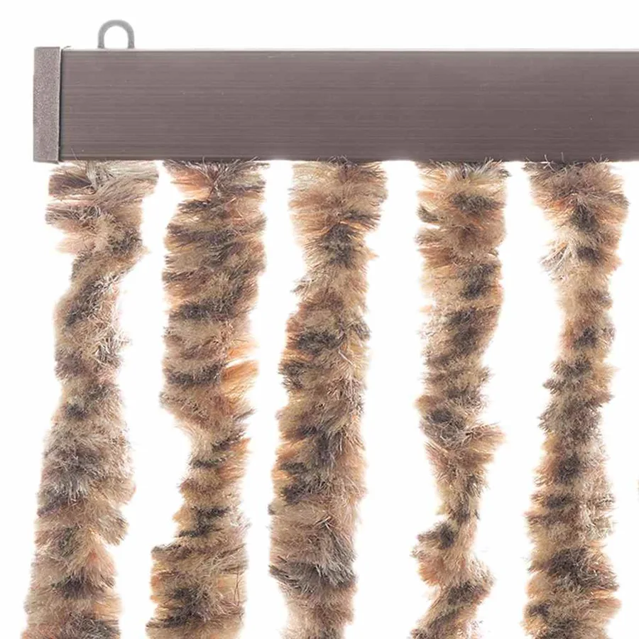 Rideau anti-mouches beige et marron foncé 56x185 cm chenille - 4