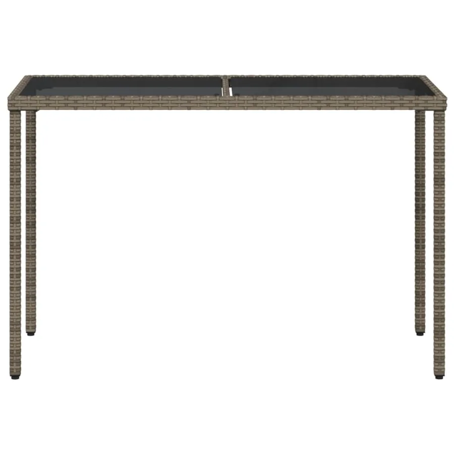 Table de jardin dessus en verre gris 115x54x74cm résine tressée - 4