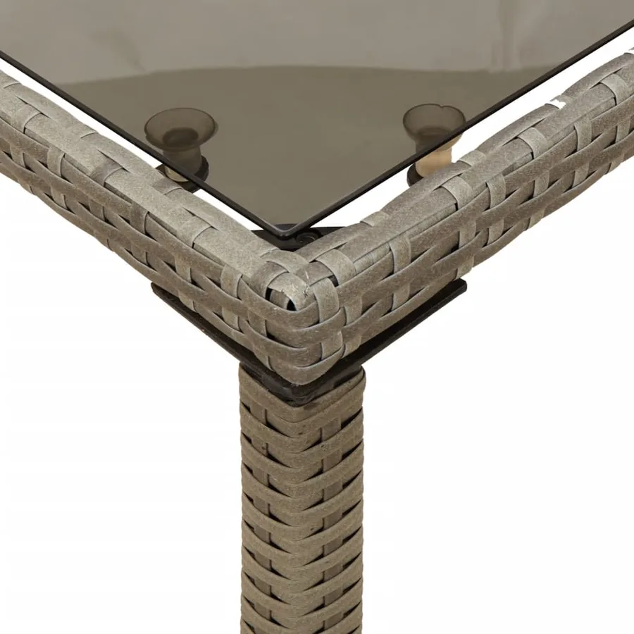 Table de jardin dessus en verre gris 115x54x74cm résine tressée - 8