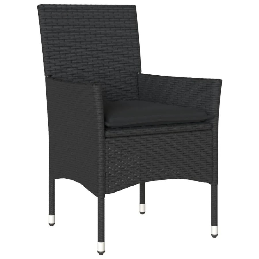 Ensemble à manger de jardin et coussins 5 pcs noir rotin acacia - 3