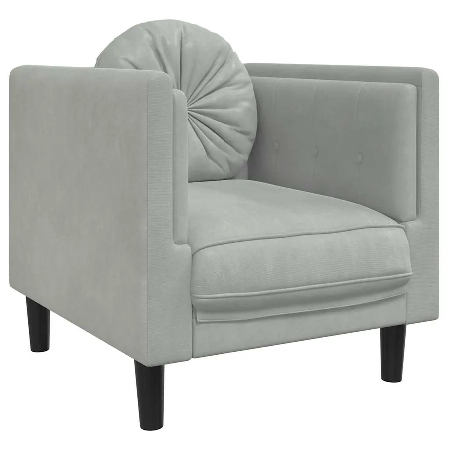 Fauteuil avec coussin gris clair Velours - 2