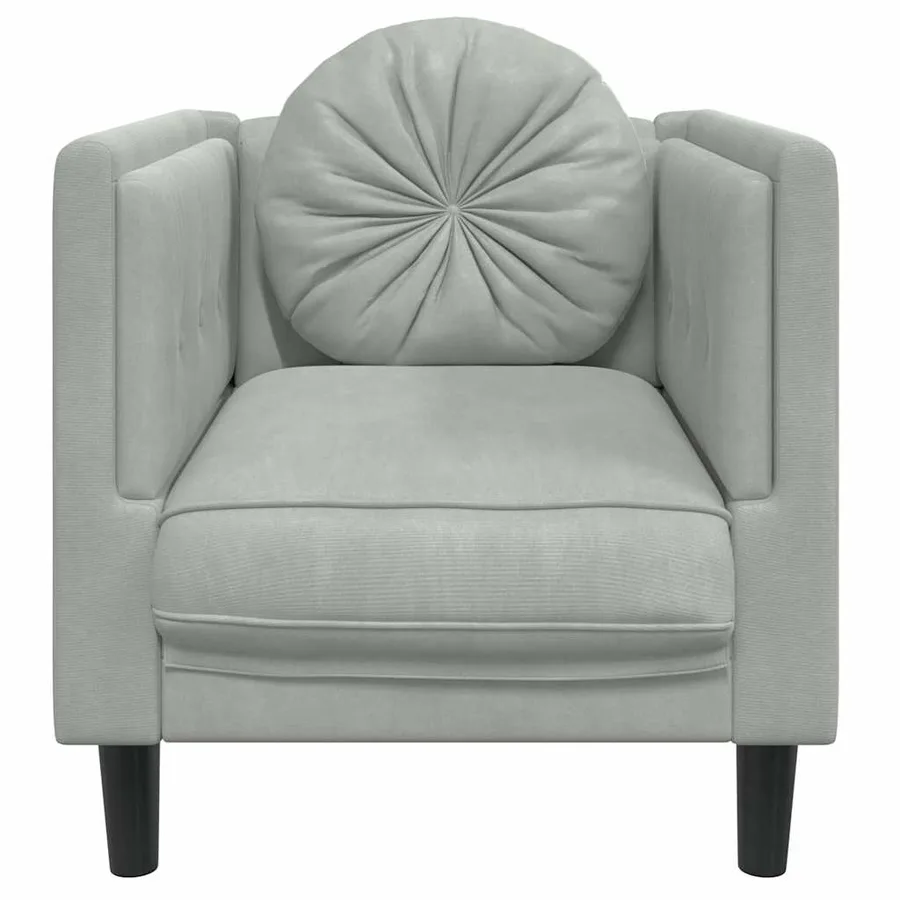 Fauteuil avec coussin gris clair Velours - 4