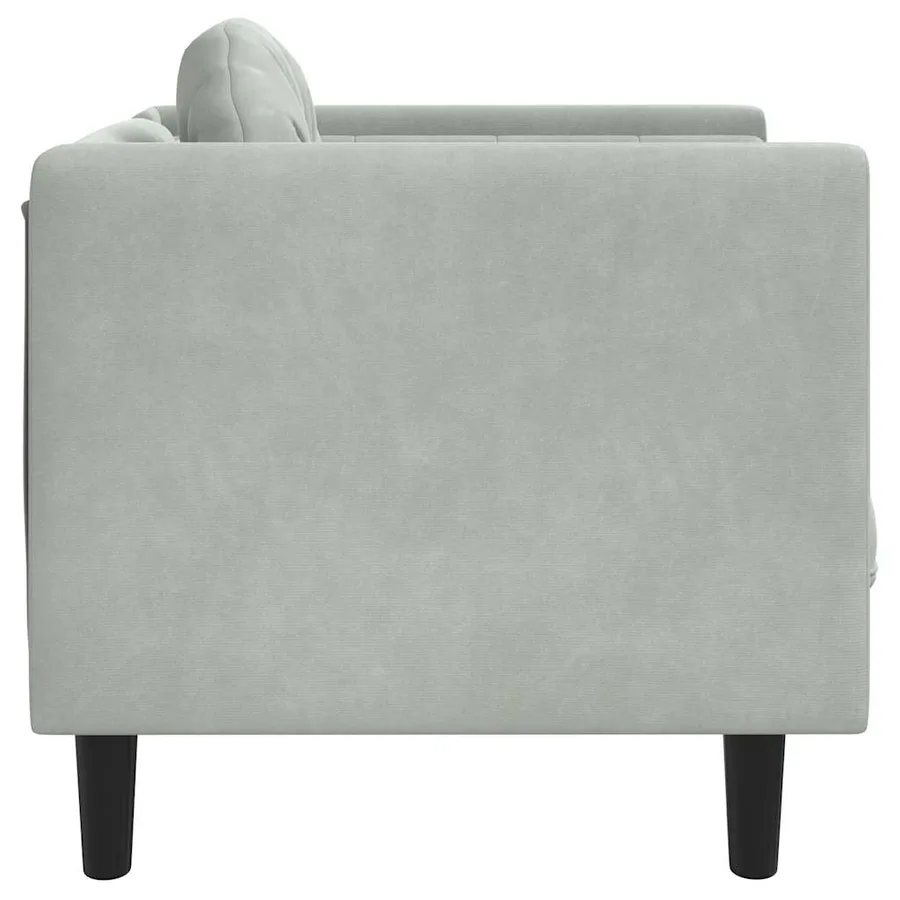 Fauteuil avec coussin gris clair Velours - 5