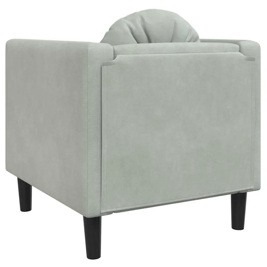 Fauteuil avec coussin gris clair Velours - 6