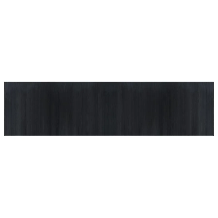 Tapis rectangulaire noir 100x400 cm bambou - 2