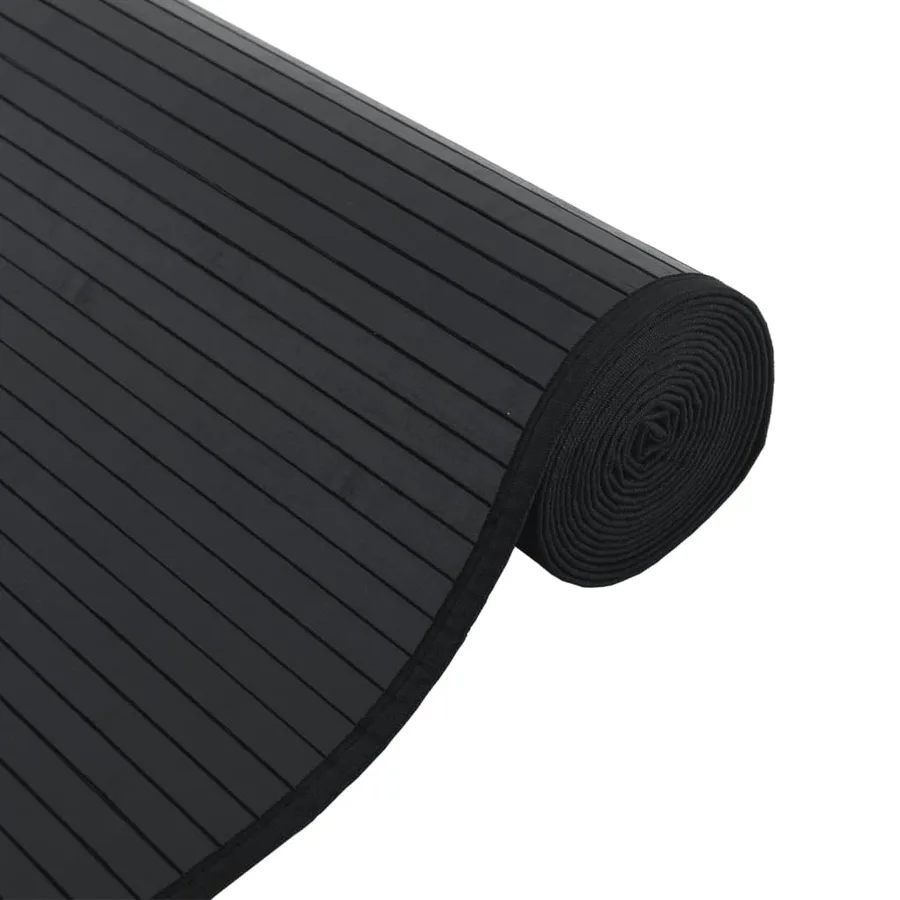 Tapis rectangulaire noir 100x400 cm bambou - 4