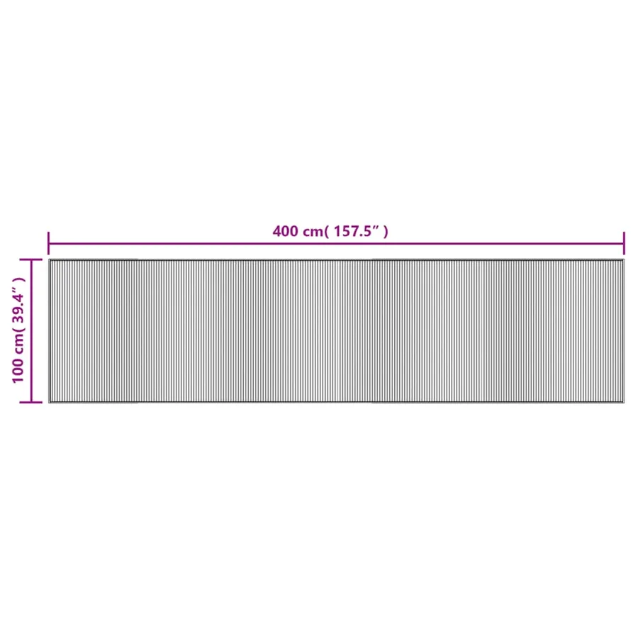 Tapis rectangulaire noir 100x400 cm bambou - 8
