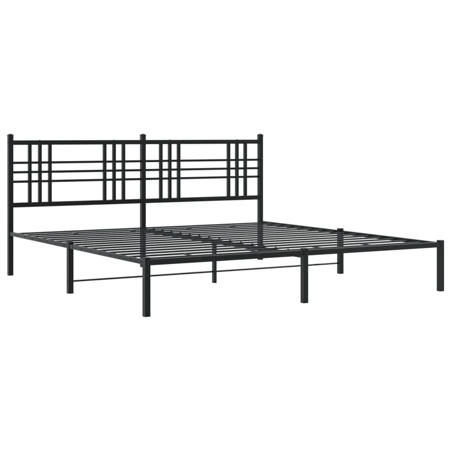 Cadre de lit métal sans matelas avec tête de lit noir 183x213cm - 3