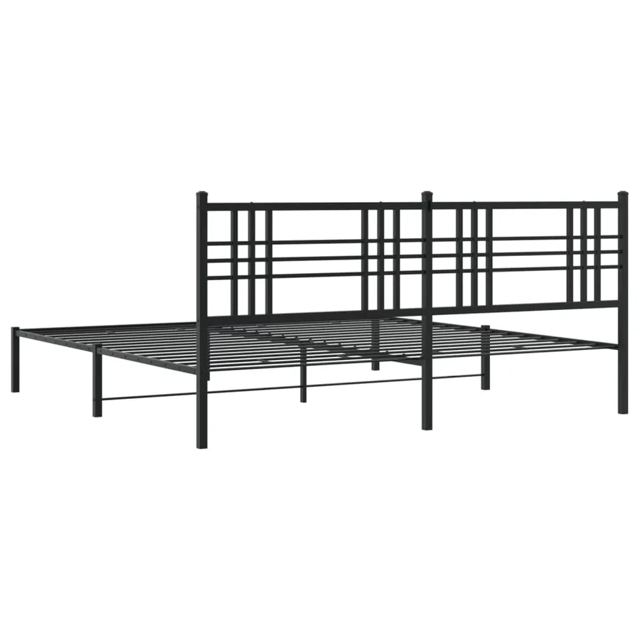 Cadre de lit métal sans matelas avec tête de lit noir 183x213cm - 6