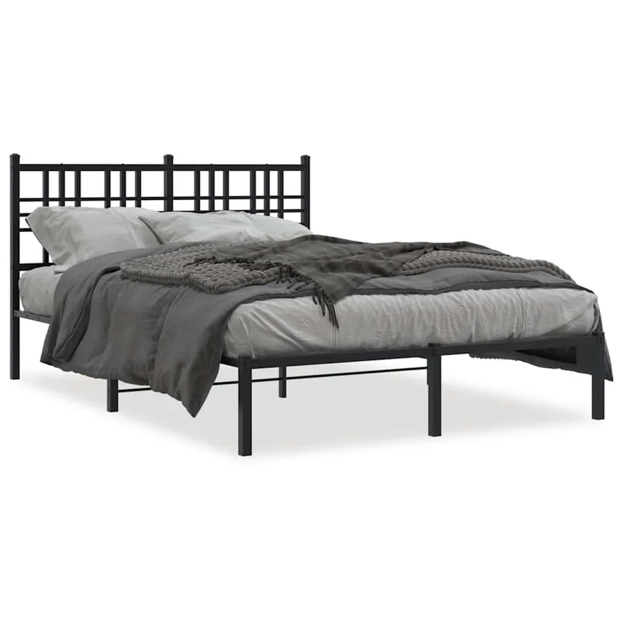 Cadre de lit métal sans matelas avec tête de lit noir 120x200cm - 2