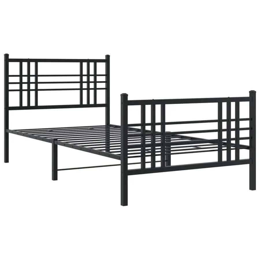 Cadre de lit métal sans matelas avec pied de lit noir 100x190cm - 3