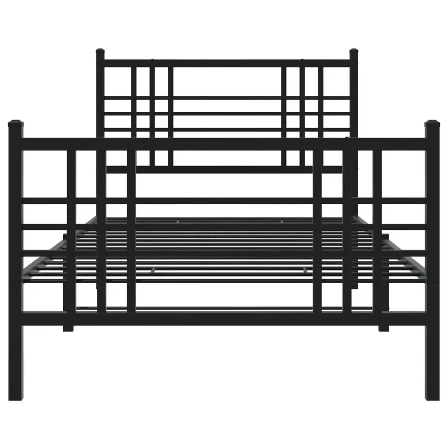 Cadre de lit métal sans matelas avec pied de lit noir 100x190cm - 4