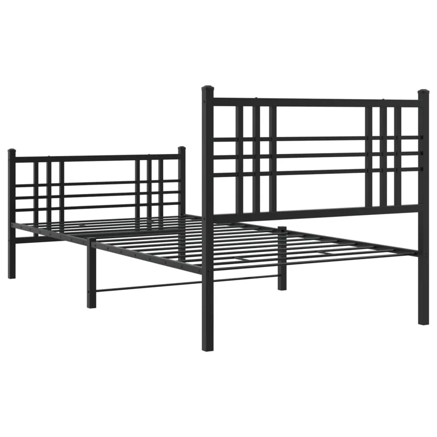 Cadre de lit métal sans matelas avec pied de lit noir 100x190cm - 6