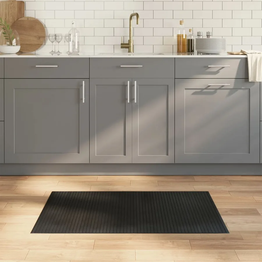 Tapis rectangulaire noir 60x100 cm bambou