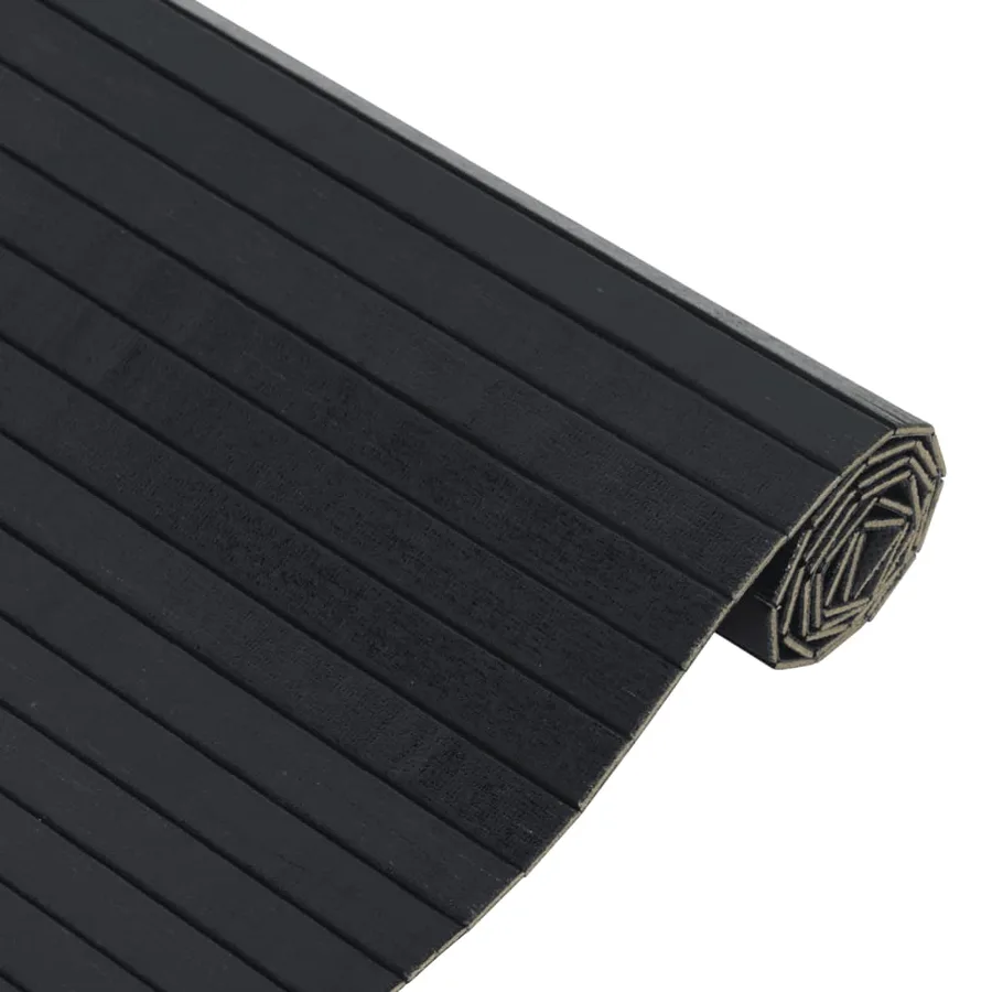 Tapis rectangulaire noir 60x100 cm bambou - 4