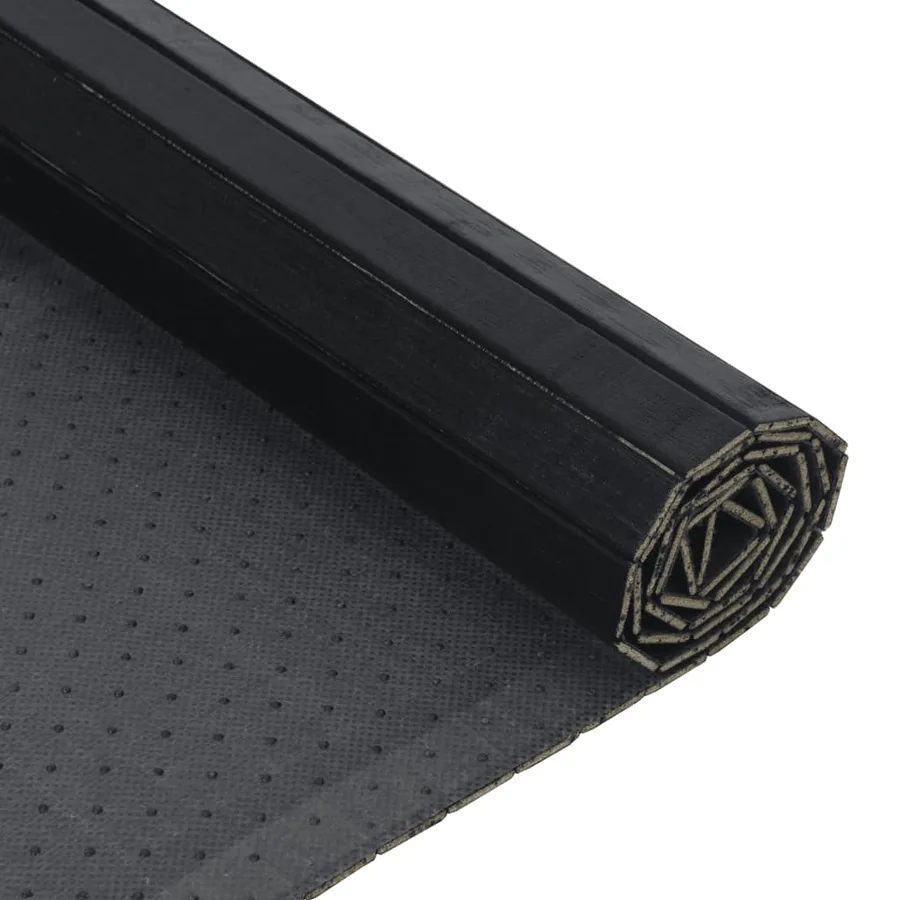 Tapis rectangulaire noir 60x100 cm bambou - 5