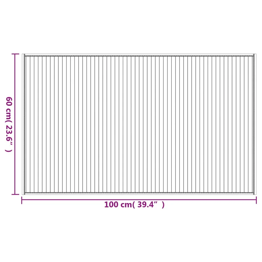 Tapis rectangulaire gris 60x100 cm bambou - 8