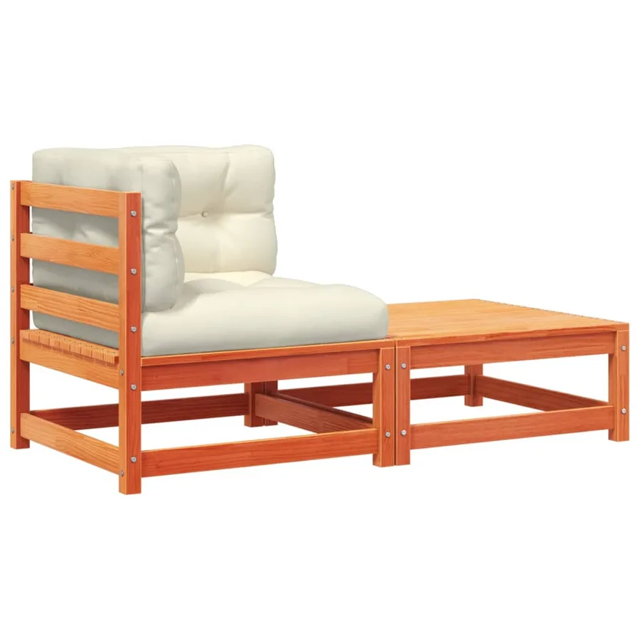 Canapé d'angle de jardin avec coussins et repose-pieds - 2