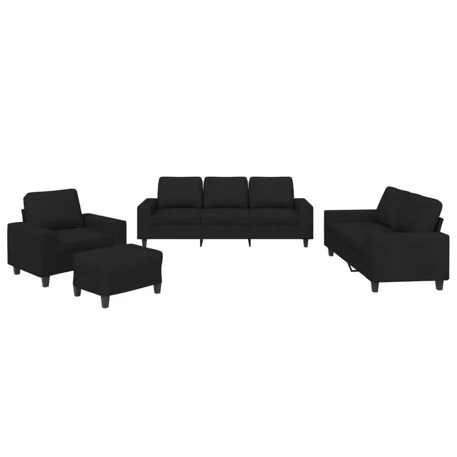 Ensemble de canapés 4 pcs noir tissu - 2