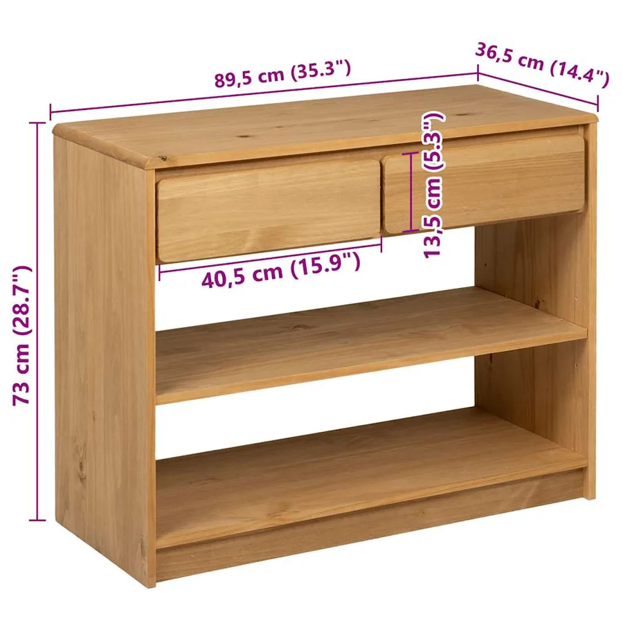 Table console SAUDA chêne 89,5x36,5x73 cm bois de pin massif - 8