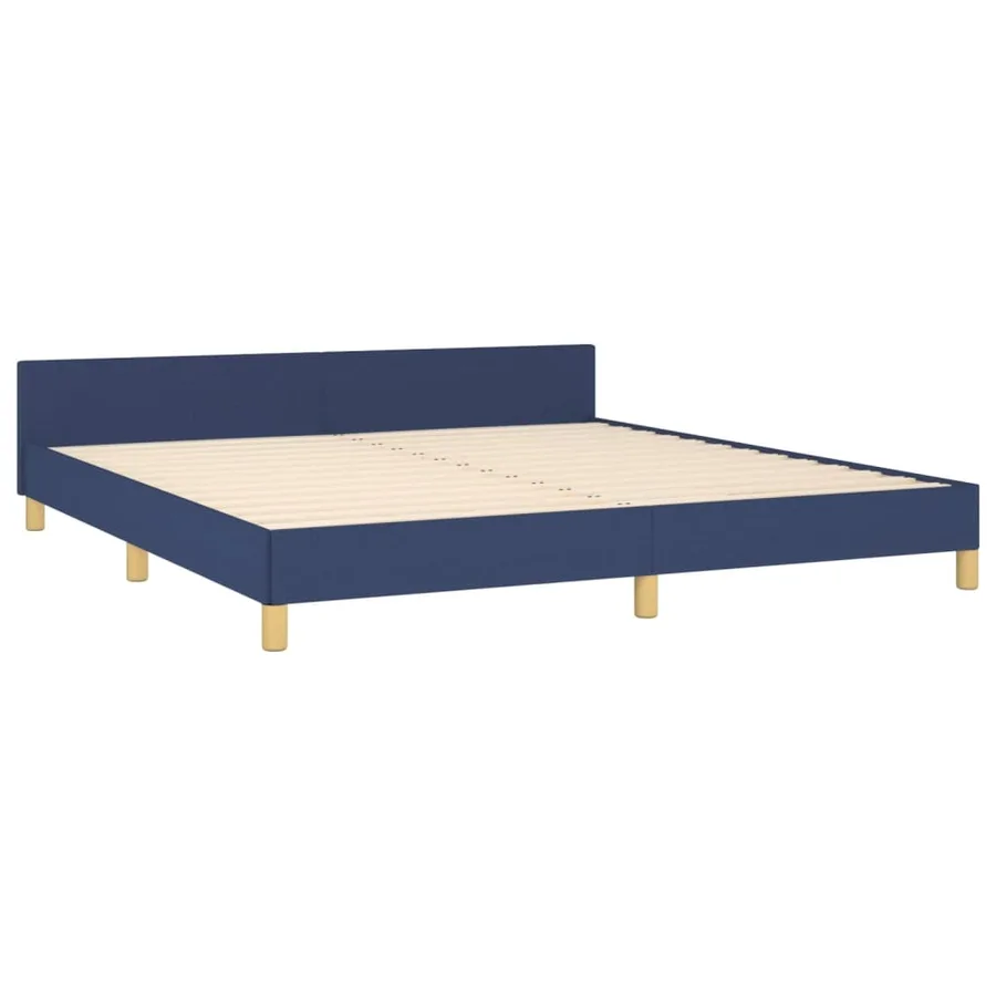 Cadre de lit sans matelas bleu 160x200 cm tissu - 5